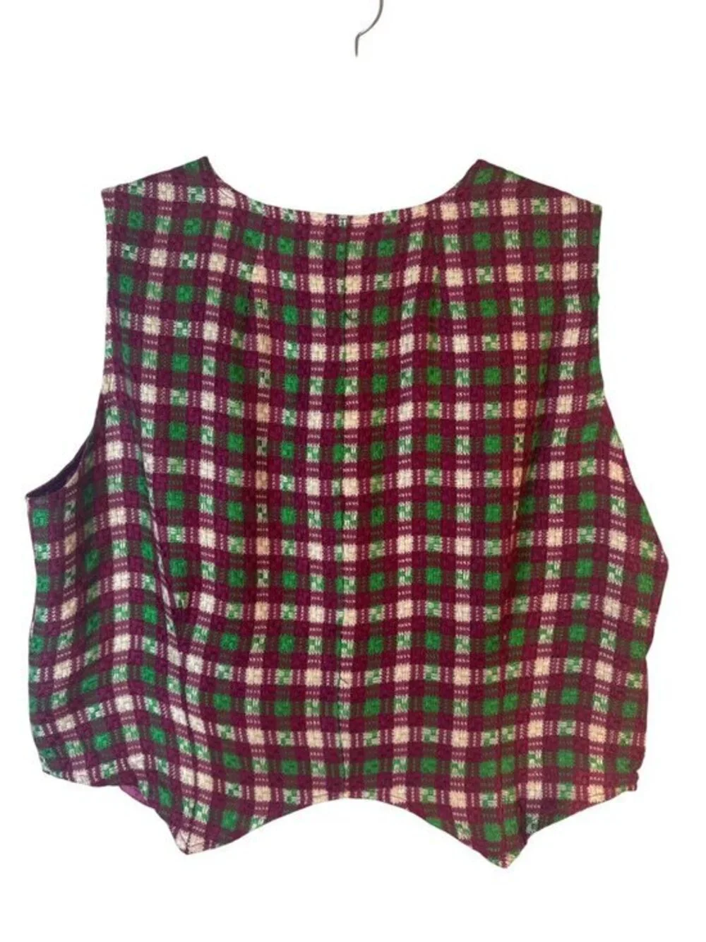 New Saint Geraldine Medium Plaid Button-Up Vest With Satin Lining